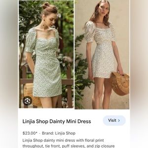 Linjia Shop size small dress with pink & green flowers.